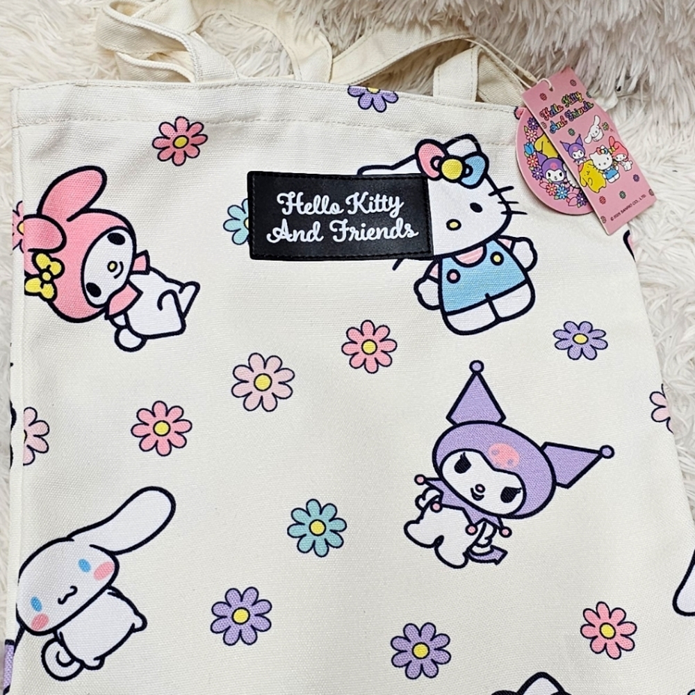 Hello Kitty and Friends Canvas Zip Carryall Tote Bag Sanrio Cute Kawaii Y2K